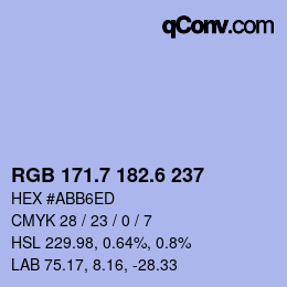 カラーコード: RGB 171.7 182.6 237 | qconv.com