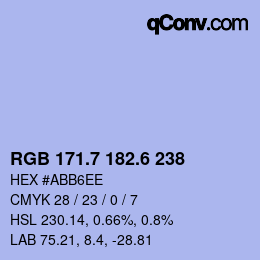 カラーコード: RGB 171.7 182.6 238 | qconv.com