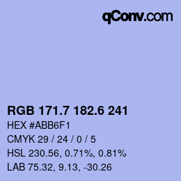 カラーコード: RGB 171.7 182.6 241 | qconv.com