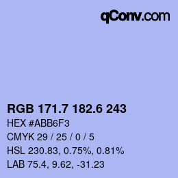 カラーコード: RGB 171.7 182.6 243 | qconv.com