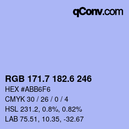 カラーコード: RGB 171.7 182.6 246 | qconv.com