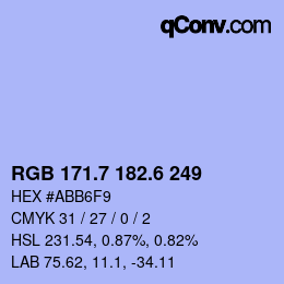 カラーコード: RGB 171.7 182.6 249 | qconv.com