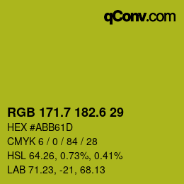 カラーコード: RGB 171.7 182.6 29 | qconv.com