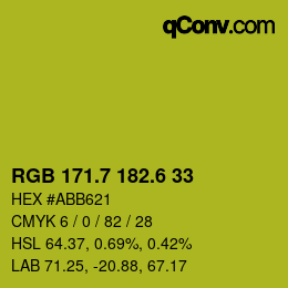 カラーコード: RGB 171.7 182.6 33 | qconv.com