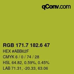 カラーコード: RGB 171.7 182.6 47 | qconv.com