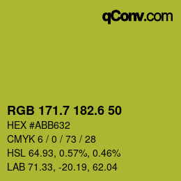 カラーコード: RGB 171.7 182.6 50 | qconv.com