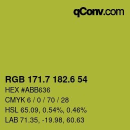 カラーコード: RGB 171.7 182.6 54 | qconv.com