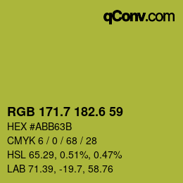 カラーコード: RGB 171.7 182.6 59 | qconv.com