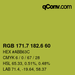 カラーコード: RGB 171.7 182.6 60 | qconv.com