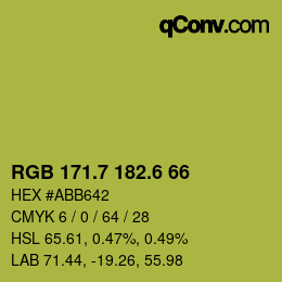 カラーコード: RGB 171.7 182.6 66 | qconv.com