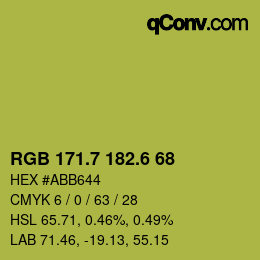 カラーコード: RGB 171.7 182.6 68 | qconv.com