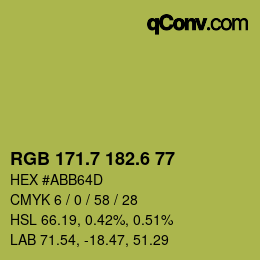 カラーコード: RGB 171.7 182.6 77 | qconv.com