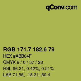 カラーコード: RGB 171.7 182.6 79 | qconv.com
