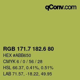 カラーコード: RGB 171.7 182.6 80 | qconv.com
