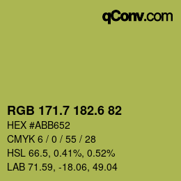 カラーコード: RGB 171.7 182.6 82 | qconv.com