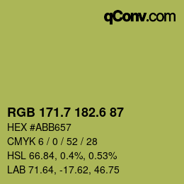 カラーコード: RGB 171.7 182.6 87 | qconv.com