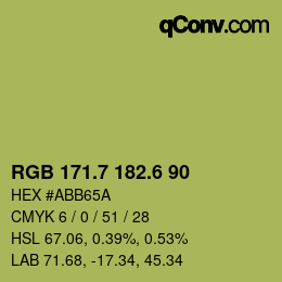 カラーコード: RGB 171.7 182.6 90 | qconv.com
