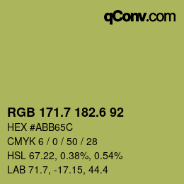 カラーコード: RGB 171.7 182.6 92 | qconv.com