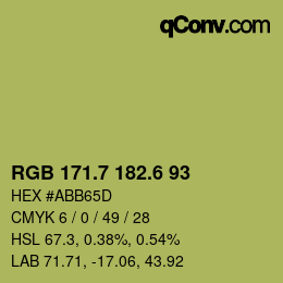 カラーコード: RGB 171.7 182.6 93 | qconv.com