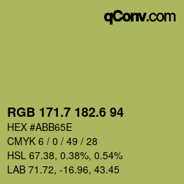 カラーコード: RGB 171.7 182.6 94 | qconv.com