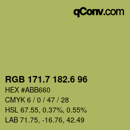 カラーコード: RGB 171.7 182.6 96 | qconv.com