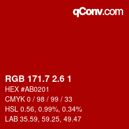 カラーコード: RGB 171.7 2.6 1 | qconv.com