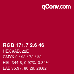 カラーコード: RGB 171.7 2.6 46 | qconv.com