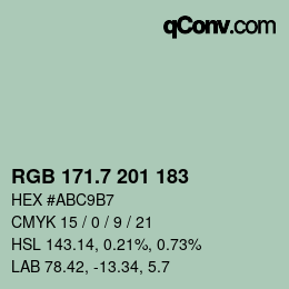 カラーコード: RGB 171.7 201 183 | qconv.com