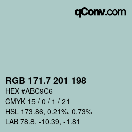 カラーコード: RGB 171.7 201 198 | qconv.com