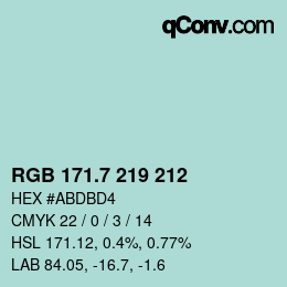 カラーコード: RGB 171.7 219 212 | qconv.com
