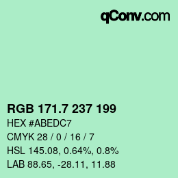 カラーコード: RGB 171.7 237 199 | qconv.com
