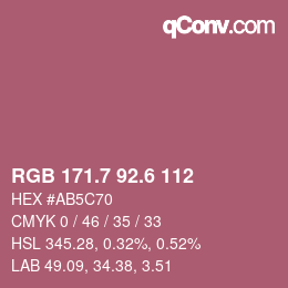 カラーコード: RGB 171.7 92.6 112 | qconv.com