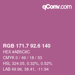 カラーコード: RGB 171.7 92.6 140 | qconv.com