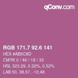 カラーコード: RGB 171.7 92.6 141 | qconv.com