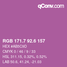 カラーコード: RGB 171.7 92.6 157 | qconv.com