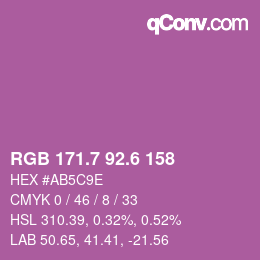 カラーコード: RGB 171.7 92.6 158 | qconv.com