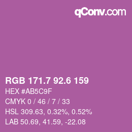 カラーコード: RGB 171.7 92.6 159 | qconv.com