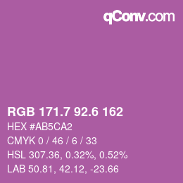 カラーコード: RGB 171.7 92.6 162 | qconv.com