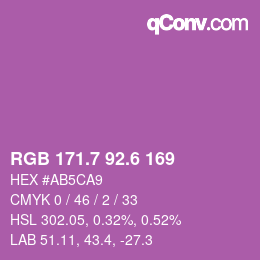 カラーコード: RGB 171.7 92.6 169 | qconv.com