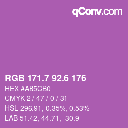 カラーコード: RGB 171.7 92.6 176 | qconv.com