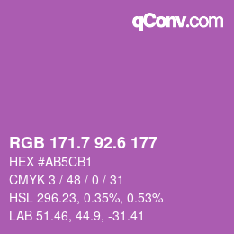 カラーコード: RGB 171.7 92.6 177 | qconv.com