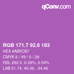 カラーコード: RGB 171.7 92.6 183 | qconv.com