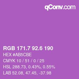 カラーコード: RGB 171.7 92.6 190 | qconv.com