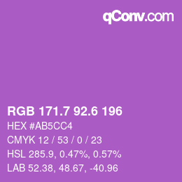 カラーコード: RGB 171.7 92.6 196 | qconv.com