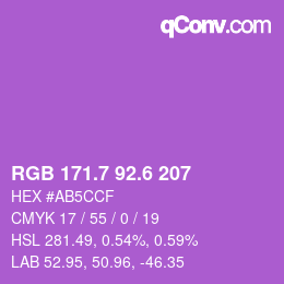 カラーコード: RGB 171.7 92.6 207 | qconv.com