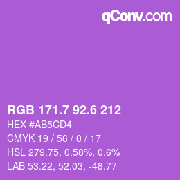 カラーコード: RGB 171.7 92.6 212 | qconv.com