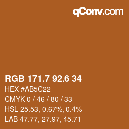 カラーコード: RGB 171.7 92.6 34 | qconv.com