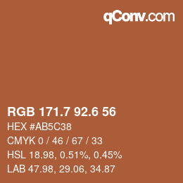 カラーコード: RGB 171.7 92.6 56 | qconv.com