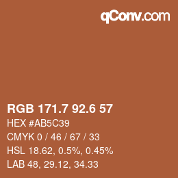 カラーコード: RGB 171.7 92.6 57 | qconv.com