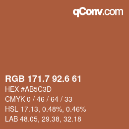 カラーコード: RGB 171.7 92.6 61 | qconv.com